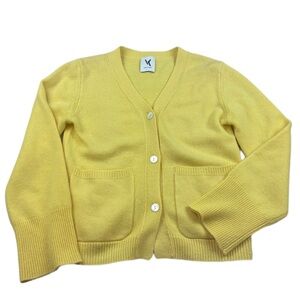Van Kukil Yellow Cashmere Cardigan Sweater Size Small